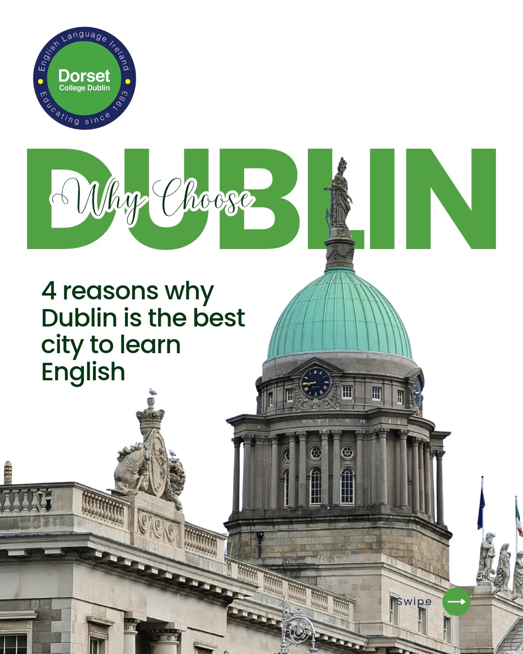 Dublin is more than a destination. It is one of the best cities in the world to learn English and here are 4 reasons why. 🇮🇪

Save this post and share it with someone who is thinking about studying abroad. Which reason surprised you the most? 👇

#WhyDublin #StudyInDublin #LearnEnglish #EnglishInDublin #DorsetCollege InternationalStudents StudyAbroad DublinIreland EnglishCourse GeneralEnglish